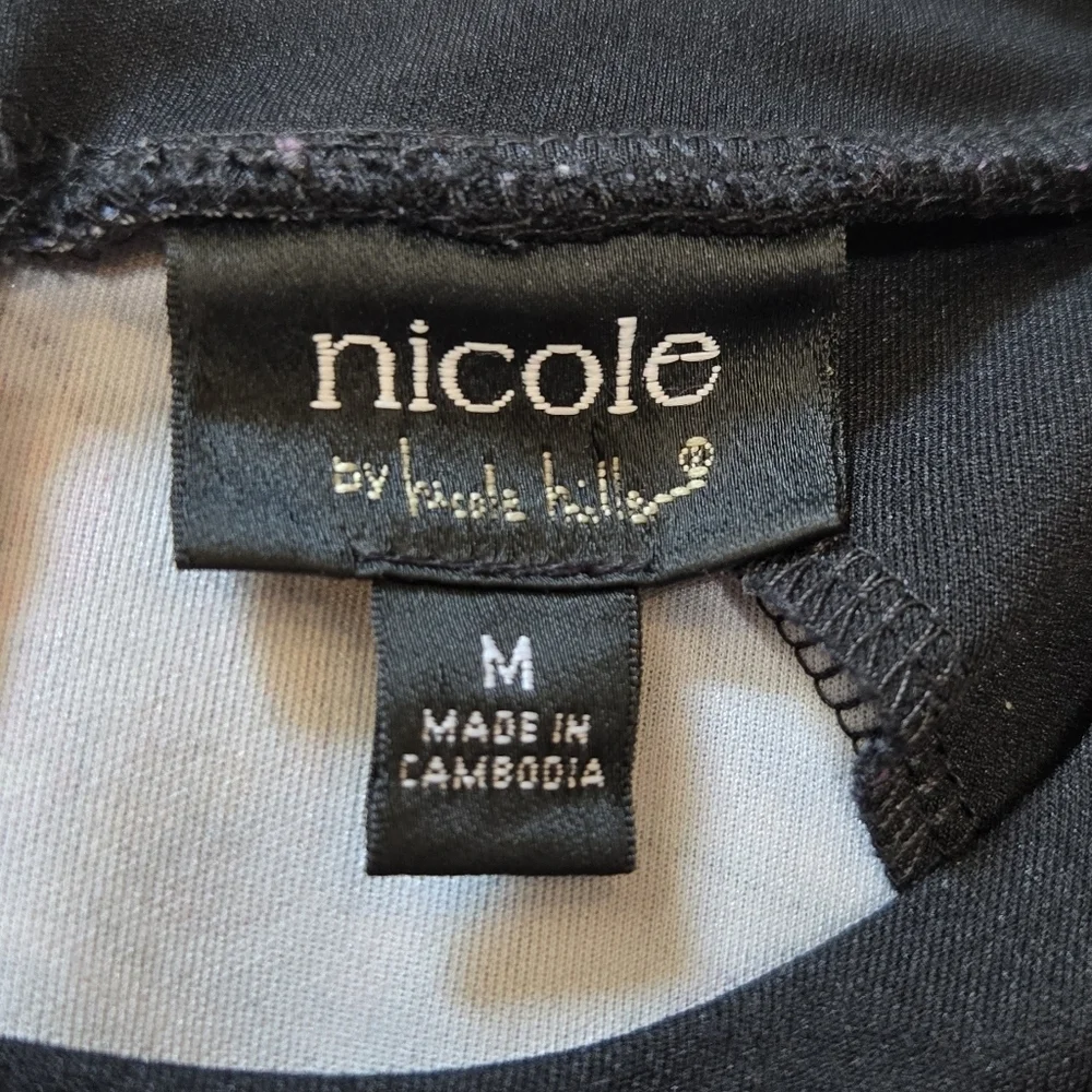 Nicole by Nicole Miller Black and Paisley Bodycon Party Mini-Dress, Size Medium